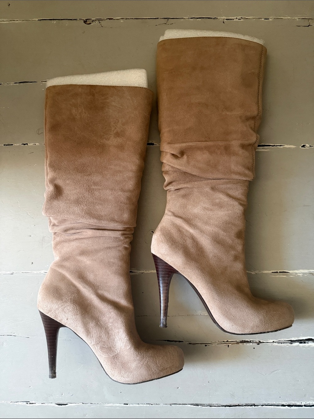 Banana Republic Taupe Suede Knee-High Heeled Boots